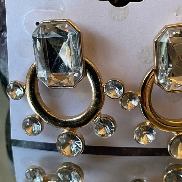 Isaac Mizrahi Gold and Silver Geometric Earrings whimsical goth - Picture 2 of 3